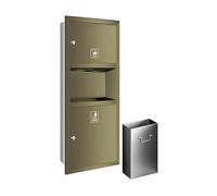 KAXLDHH Portarrollos Papel Higiénico Empotrable con Papelera Integrada, Hornacina de Baño de Acero Inoxidable 304, Módulo de Pared Todo en Uno para Reforma de Baño(Brass,750x345x145mm)