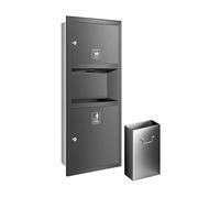 KAXLDHH Portarrollos Papel Higiénico Empotrable con Papelera Integrada, Hornacina de Baño de Acero Inoxidable 304, Módulo de Pared Todo en Uno para Reforma de Baño(Gray,750x345x145mm)