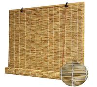 KAXO Persianas enrollables de junco natural, tejido a mano, sombrillas con soporte, decoración de pared para el hogar, para exterior/interior/balcón/ventana/restaurante (40 x 60 cm/16 x 24 pulgadas), 115 x 190 cm