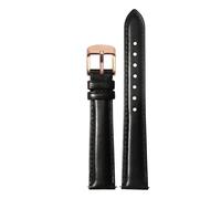 KAXSFE Compatible con Swarovski DW Tissot Casio Correa de reloj for mujer Correa de reloj de cuero genuino de liberación rápida 12 mm 14 mm 15 mm 16 mm 18 Pulsera for mujer(Black rose gold,18mm)