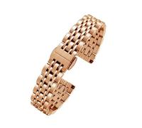 KAXSFE Correa de reloj de 12 mm, 14 mm, 16 mm y 18 mm compatible con DW Fossil Tissot Swarovski, cadena de reloj, correa de acero inoxidable, pulsera de oro rosa plateado(Rose gold,16mm)