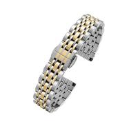 KAXSFE Correa de reloj de 12 mm, 14 mm, 16 mm y 18 mm compatible con DW Fossil Tissot Swarovski, cadena de reloj, correa de acero inoxidable, pulsera de oro rosa plateado(Silver Golden,12mm)