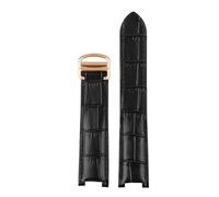 KAXSFE Correa de reloj de cuero genuino compatible con Cartier PASHA WSPA0012 WJ120251 Correa de reloj con muesca for hombres y mujeres Pulsera de piel de vaca 18 mm 20 mm 21 mm Tornillo(Black Rose Go