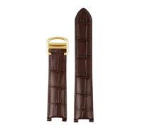 KAXSFE Correa de reloj de cuero genuino compatible con Cartier PASHA WSPA0012 WJ120251 Correa de reloj con muesca for hombres y mujeres Pulsera de piel de vaca 18 mm 20 mm 21 mm Tornillo(Brown rose go