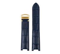 KAXSFE Correa de reloj de cuero genuino compatible con Cartier PASHA WSPA0012 WJ120251 Correa de reloj con muesca for hombres y mujeres Pulsera de piel de vaca 18 mm 20 mm 21 mm Tornillo(Blue Gold Buc