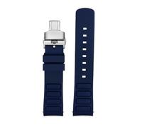 KAXSFE Correa de reloj de goma curva for hombre compatible con Mido New Multifort TV M049.526 Sport WatchBand de liberación rápida Banda de silicona verde y azul(Blue silver Folding)