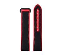 KAXSFE Correa de reloj de goma de nailon de 20 mm, 21 mm y 22 mm compatible con Omega SEAMASTER PLANET OCEAN, correa con cierre desplegable for hombre, accesorio de reloj de silicona(Black red black,2