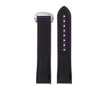 KAXSFE Correa de reloj de goma de nailon de 20 mm, 21 mm y 22 mm compatible con Omega SEAMASTER PLANET OCEAN, correa con cierre desplegable for hombre, accesorio de reloj de silicona(Black red blue -S