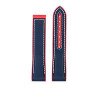 KAXSFE Correa de reloj de goma de nailon de 20 mm, 21 mm y 22 mm compatible con Omega SEAMASTER PLANET OCEAN, correa con cierre desplegable for hombre, accesorio de reloj de silicona(Blue red no buckl