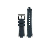 KAXSFE Correa de reloj de piel de vaca auténtica convexa de 24 x 12 mm compatible con ORIS AQUIS Vintage 733 7730 7740 for hombre, correa de reloj marrón y azul(Blue rice line bk)