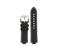 KAXSFE Correa de reloj de piel de vaca auténtica convexa de 24 x 12 mm compatible con ORIS AQUIS Vintage 733 7730 7740 for hombre, correa de reloj marrón y azul(Black rice line sk)