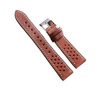 KAXSFE Correa de reloj de piel de vaca vintage verde transpirable, compatible con Omega y Seiko Business.(Dark Brown,22mm)