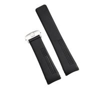 KAXSFE Correa de reloj goma negra 20 mm y 22 compatible con TAG HEUER GRAND CARRERA AQUARACER, correa silicona suave for hombre(Silver buckle,22MM_WITH LOGO)