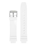 KAXSFE Correa de resina compatible con Casio LRW-250H, 200 y LX-500H for mujer, color blanco brillante y rosa, convexa, pulsera de silicona impermeable de 12 mm.(White01)