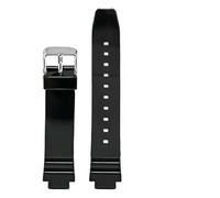 KAXSFE Correa de resina compatible con Casio LRW-250H, 200 y LX-500H for mujer, color blanco brillante y rosa, convexa, pulsera de silicona impermeable de 12 mm.(Black01)