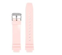 KAXSFE Correa de resina compatible con Casio LRW-250H, 200 y LX-500H for mujer, color blanco brillante y rosa, convexa, pulsera de silicona impermeable de 12 mm.(Pink01)
