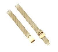 KAXSFE Correa for mujer, talla pequeña, 8, 10, 12, 13, 14, 15 y 16 mm, correa de acero milanesa, pulsera de metal for reloj.(Gold,10mm)
