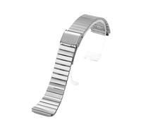 KAXSFE Correa universal de acero inoxidable compatible con Casio A158W/A168/A169/B650/F-91W, correa reloj pequeña metal 20 mm, pulsera vintage(Silver)