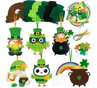 Kaxulvoblig Kit de Fieltro de el Día de San Patricio DIY,62piezas Figuras de Fieltro con Hilos y Accesorios, Set de Costura para Decoraciones de el Día de San Patricio y Adornos Hechos a Mano