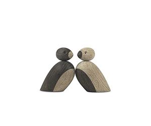 Kay Bojesen Pareja de gorriones pequeñas figuras de madera de 5,5 cm, madera