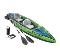 Kayak Hinchable Challenger K2 2 Plazas I-Beam y Suelo Hinchable, 351x76x38 Cm, Verde, Negro y Azul