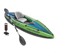 Kayak Hinchable Intex Challenger K1 con Remo y Bomba, 274x76x33 Cm, Verde, Negro y Azul