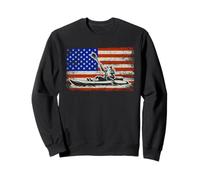 Kayak Patriotic American Flag Paddler River Art Vintage Sudadera