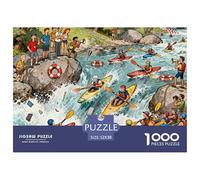 Kayak Whitewater Rapids Run Puzzle De Madera Impermeable DIY Puzzles De 1000 Piezas Regalos para Adultos Colorido Rompecabezas Decoración del Hogar