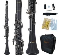KAYATA Clarinete B Plano, Clarinete chapado en níquel negro con lengüeta, kit de limpieza, estuche de lona de lujo