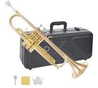 KAYATA Trompeta BB con tubo de plomo de cobre fosforado. Juego de trompeta para estudiantes principiantes con estuche de trompeta resistente de ABS, kit de limpieza y boquilla 7C, instrumento de