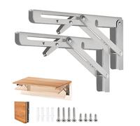 KAYBTNT Escuadras Abatibles de Acero Inoxidable, Soporte Estantería Pared Plegable Metal, Pesado Escuadras para Estanterias, para Cocina, Dormitorio, Estudio, Carga Máxima: 150KG,Plata,250mm/2 Pcs