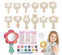 KAYEF 12 Piezas Espejo Artesanal de Madera, Espejo Artesanal de Madera, Espejo de Madera Mini Princesa, Espejo Artesanal Pequeño, Espejo de Madera Espejo Artesanal Redondo