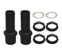 KAYEF 2 Conexión de Depósito con Boquilla y Junta para Barril de Lluvia, Rosca Macho de 1 Pulgada, Conexión de Cubo con Boquilla de Manguera, Conexión de Manguera de 25 Mm para Botella