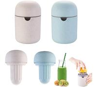 KAYEF 2 pcs exprimidora pequeña, exprimidor limon, prensa manual naranja limon, exprimidor manual portatil para limas, naranjas, mandarinas, pomelos (beige + azul)
