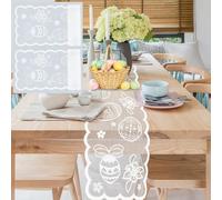 KAYEF 2 piezas mantel pascua, mantel de pascua, camino de mesa de Pascua, camino de mesa blanco encaje decoración de primavera decoración de mesa (33x183 cm)