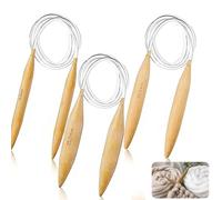 KAYEF 3 pcs agujas circulares, agujas de punto circulares, pro aguja de punto, agujas de punto de madera natural para tejer/suéteres/bufandas (15, 20, 25 mm)