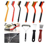 KAYEF 9 piezas cepillo metalico pequeño, 7 piezas cepillo metalico limpieza 2 piezas espátula, cepillo de alambre pequeño, cepillo de alambre pequeño para limpiar escoria de soldadura