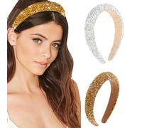 KAYEF diadema perlas, 2 piezas diadema pedreria ancha, diademas para el pelo para mujeres niñas regalo de cumpleaños boda novia accesorios para el cabello