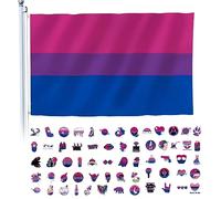 KAYEF Juego de banderas y pegatinas bisexuales - 60 pegatinas de orgullo, accesorios para interiores y exteriores, vacaciones, desfiles y decoraciones