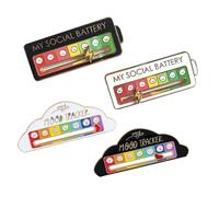 KAYEF My Social Battery Pins, 4 Fun Social Battery Pins, Pins Divertidos, Pins Emocionales Interactivos Broches Insignias Ansiedad Salud Mental Interactiva