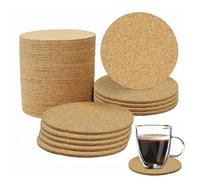 KAYEF Posavasos de Corcho - Pack de 50 Redondos, 10 cm de Diámetro, 3 mm de Grosor - Aptos para el Hogar, Bar y Restaurante
