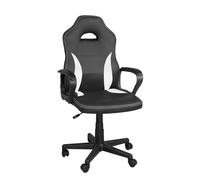 KAYELLES Silla Gamer, Altura ajustable, asiento de piel sintética bicolor, giratorio 360°, reposabrazos acolchados, ruedas WAN (negro-blanco)