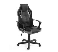 Kayelles Silla Gaming E-Sport Junior, Asiento basculante, Apoyo para la Cabeza, Altura Ajustable, Giratorio 360° Sena (Negro Gris)