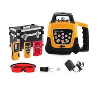 KayEsampra Kit de nivel láser giratorio rojo autonivelante electrónico con control remoto y receptor, horizontal y vertical Nivel Laser Rotativo 500 m de Rango Auto-nivelació