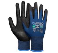 KAYGO Guantes de trabajo, Abalorio de espuma con agarre antideslizante en la palma de la mano 3 pares, KG19N, para trabajos ligeros generales, automóviles, almacenes (Navy Azul, M, talla 8)