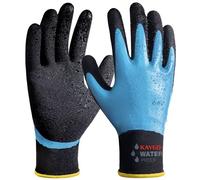 KAYGO guantes de trabajo impermeables para hombres y mujeres, recubrimiento de látex doble, súper agarre antideslizante, para jardinería, lavado de coches, pesca (Azul cielo, L, talla 9, 1 par)