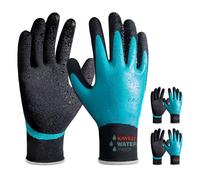 KAYGO guantes de trabajo impermeables paresa hombres y mujeres, recubrimiento de látex doble, súper agarre antideslizante, paresa jardinería, lavado de coches, pesca (Azul, XL, talla 10, 3 pares)
