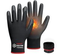 KAYGO Guantes de trabajo Pu recubiertos-12 pares, revestimiento térmico en invierno, buena agarre, KG11W, para el almacenamiento de congeladores de trabajo de clima frío universal (Negro, talla 7)