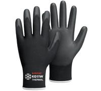 KAYGO Guantes de trabajo Pu recubiertos-12 pares, revestimiento térmico en invierno, buena agarre, KG11W, para el almacenamiento de congeladores de trabajo de clima frío universal (Negro, talla 10)