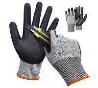 KAYGO Guantes de trabajo resistentes al Corte EN388 4X42C - 2 pares, recubrimientos de nitrilo de espuma micro, buen agarre, lavable a máquina, guantes de seguridad, KG21N (Gris, XXL, talla 11)